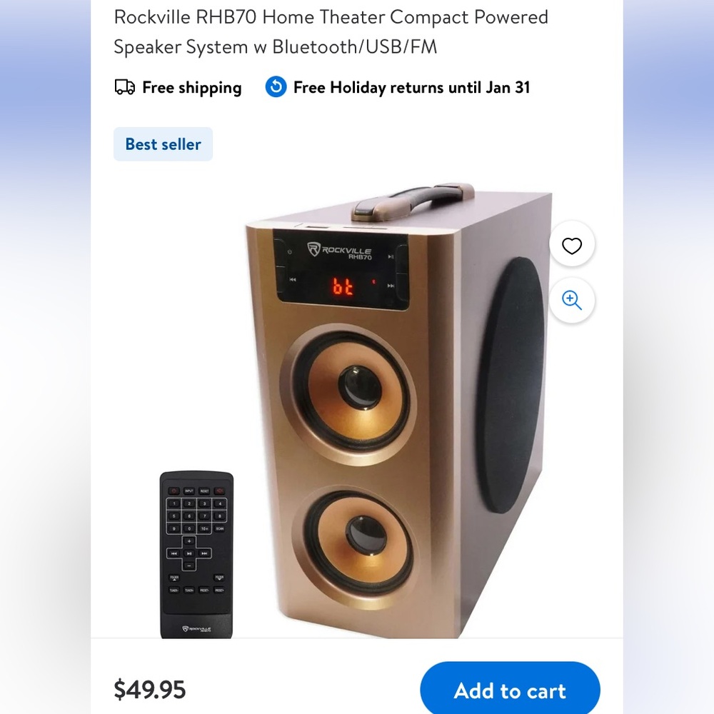 Rockville Rhb70 compact home theater with remote